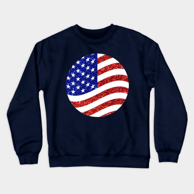 American Flag Glitter Crewneck Sweatshirt by anacarminda